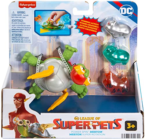 Fisher-Price DC League of Super-Pets Power Spin Merton The Turtle Figure Set with Accessories for Preschool Pretend Play - sctoyswholesale