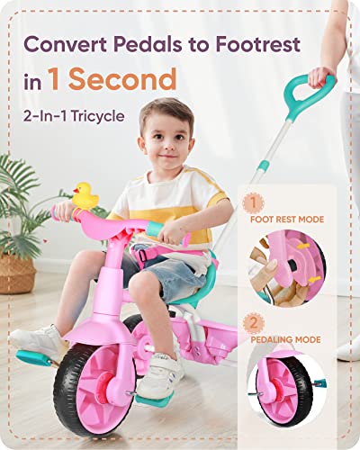 KRIDDO 2 in 1 Kids Tricycles Age 18 Month to 3 Years EVA Wheels Upgra StockCalifornia