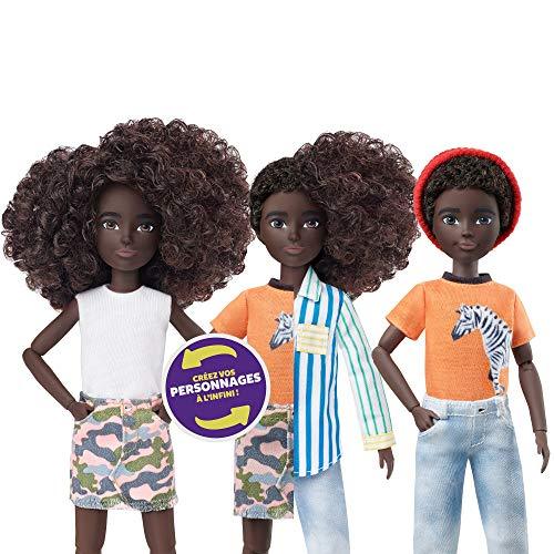 Creatable World Deluxe Character Kit DC-319 Customizable Doll with Black Curly Hair, 6 Pieces Doll Clothes, 3 Pairs Shoes and 2 Accessories - sctoyswholesale