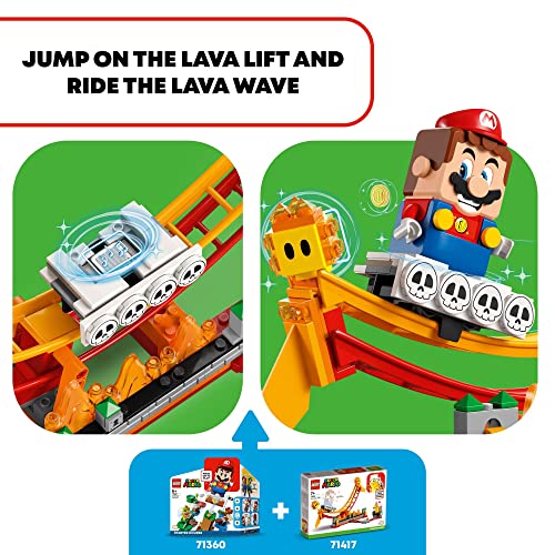 LEGO Super Mario Lava Wave Ride Expansion Set 71416, with Fire Bro and 2 Lava Bubbles Figures