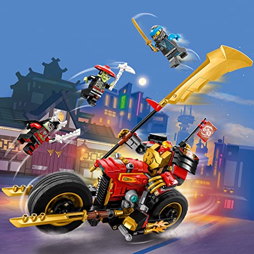 LEGO NINJAGO Kai’s Mech Rider EVO, Upgradable Ninja Motorbike Toy, Mech Action Figure and 2 Bone Warrior Minifigures