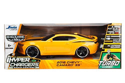 Jada 98728 Toys Hyperchargers 1: 16 Big Time Muscle R/C '16 Chevy Camaro Ss Vehicle, 1/16 Scale, Yellow With Black Stripes