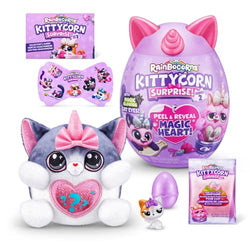 Rainbocorns Kittycorn Surprise Series 2 (American Shorthair) by ZURU, Collectible Plush Stuffed Animal, Surprise Egg, Sticker Pack, Slime, Colors may Vary