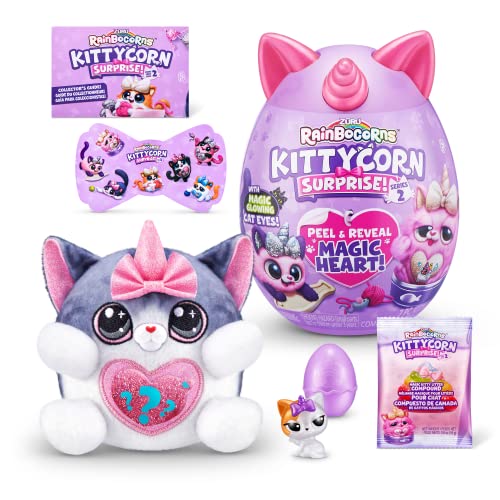 Rainbocorns Kittycorn Surprise Series 2 (American Shorthair) by ZURU, Collectible Plush Stuffed Animal, Surprise Egg, Sticker Pack, Slime, Colors may Vary