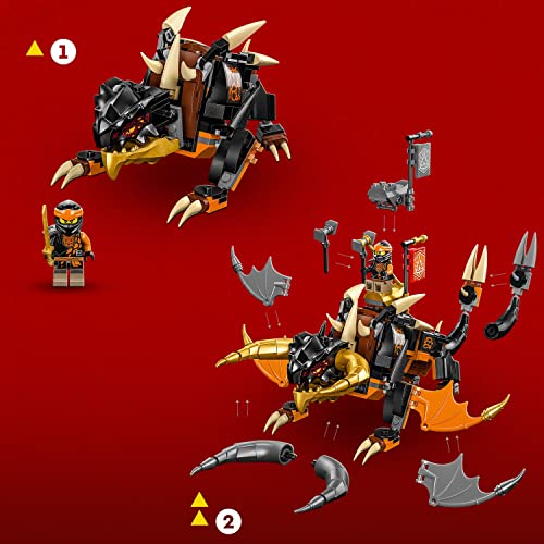 LEGO NINJAGO Cole’s Earth Dragon EVO 71782, Upgradable Action Toy Figure for Boys and Girls with Battle Scorpion Creature and 2 Minifigures, 2023 Playset