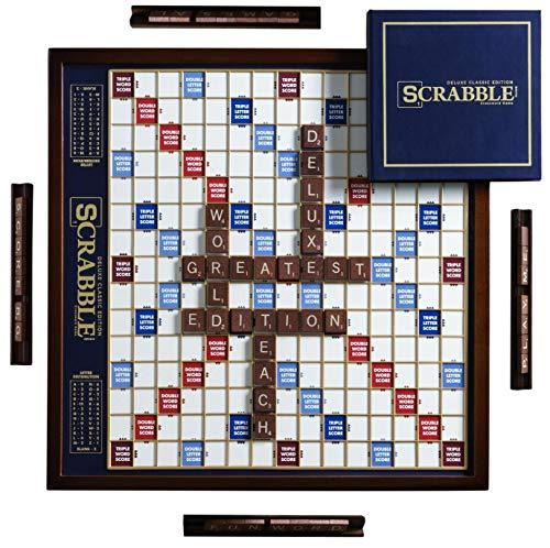 Scrabble Deluxe Edition with Rotating Wooden Board Game - sctoyswholesale