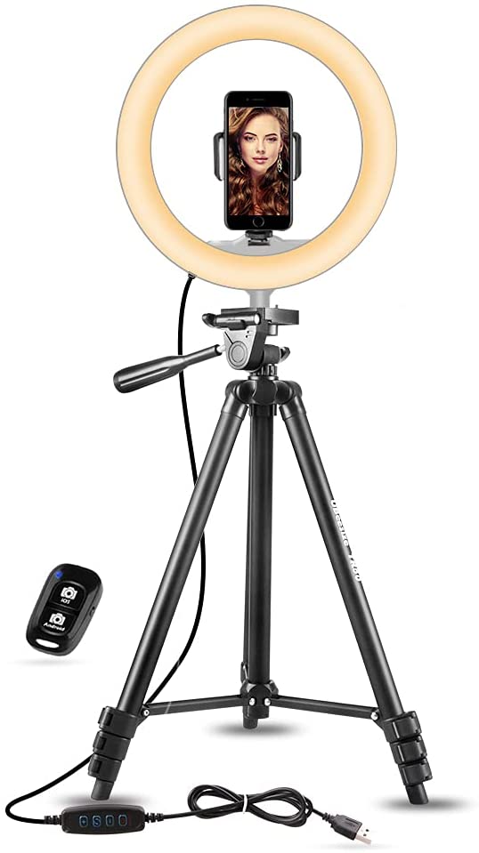 UBeesize 10" Selfie Ring Light with Stand & Phone Holder for Live Stream/Makeup - sctoyswholesale