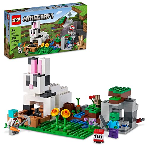 LEGO Minecraft The Rabbit Ranch House Farm Set, 21181 Animals Boys and Girls Age 8 Plus with Tamer and Zombie Figures