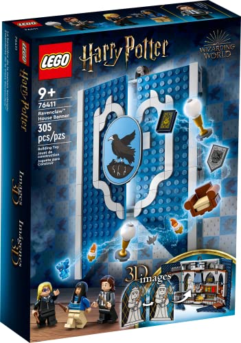 LEGO Harry Potter Ravenclaw House Banner 76411, Hogwarts Castle Common Room Toy or Wall Display with Luna Lovegood Minifigure, Collectible Travel Toys