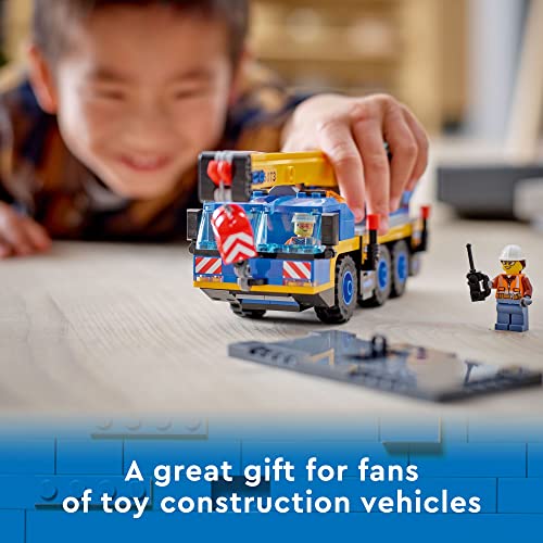 LEGO City Great Vehicles Mobile Crane Truck Toy, 60324 Construction Vehicle Model Building Kit with Tool Toys
