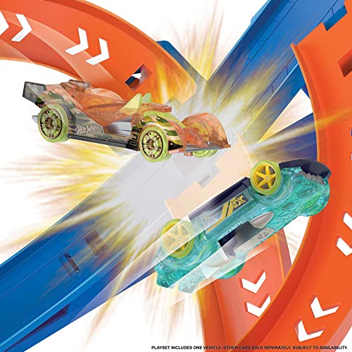 Hot Wheels Track Set and 1:64 Scale Toy Car, 29" Tall Track with Motorized Booster for Fast Racing