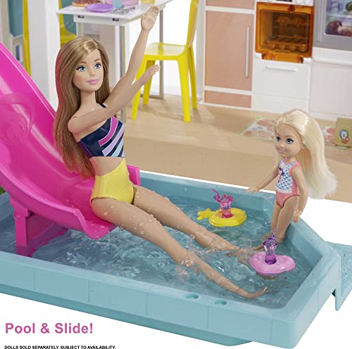 Barbie Dreamhouse (3+ft) 3-Story Dollhouse Playset with Pool & Slide, Party Room, Elevator, Puppy Play Area - sctoyswholesale
