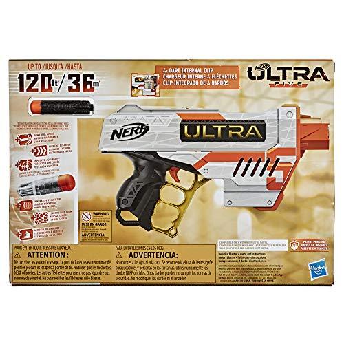 NERF Ultra Five Blaster -- 4-Dart Internal Clip, 4 Ultra Darts, Dart Storage - sctoyswholesale