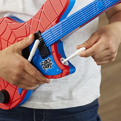 Spider-Man Marvel Across The Spider-Verse Spider-Punk Web Blast Toy Guitar with Whammy Bar Blast Action, Super Hero Toys for 5 Year Old Boys and Girls and Up