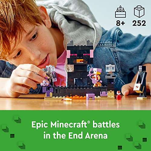LEGO Minecraft The End Arena 21242, Player-vs-Player Battle Playset with Lava, Ender Dragon and Enderman Figures, Action Toys for Kids 8 Plus Years Old