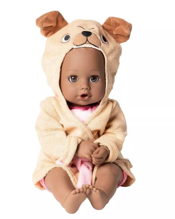 Adora Bath Toy Baby Doll in Baby Puggy Themed Bathrobe - 13 inch Water Toy with QuickDri Body