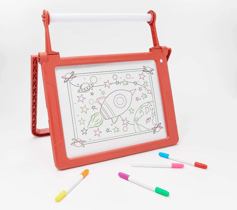 Mindscope Double-Sided Glow Pad with 8 Markers, Light Modes and Paper Towel Holder