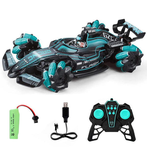 Wembley Rechargeable F1 Super Drifter 360° Rotation Remote Control Smoke car with LED Lights | 1:14 Fog Stunt High Speed 25KM/H Race Remote Control Fast Stunt Toy Car