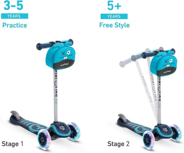 SmarTrike Scooter T3 Blue With Safety Gear - sctoyswholesale