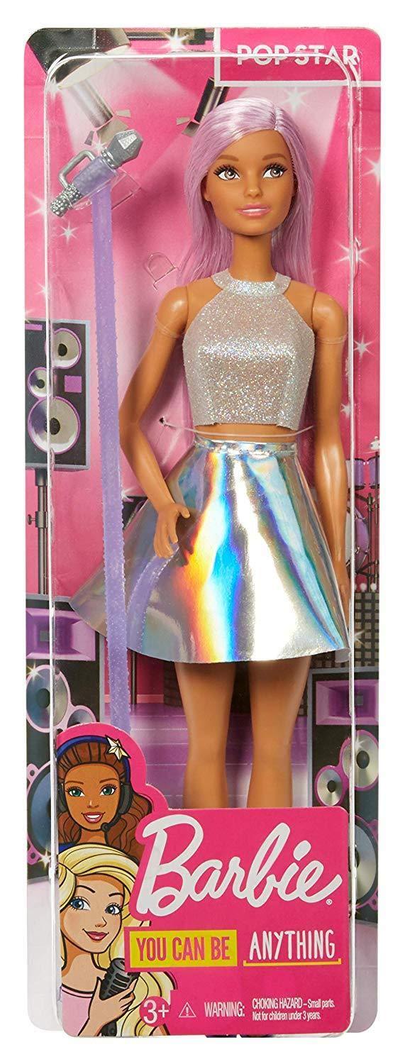 Barbie Pop Star Doll Dressed in Iridescent Skirt with Microphone and Pink Hair - sctoyswholesale