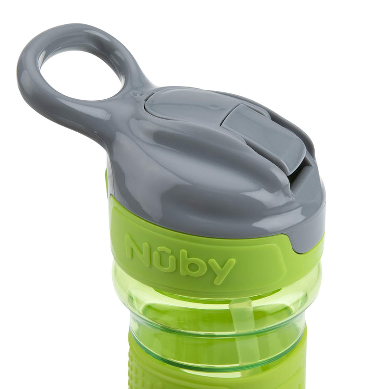 Nuby Thirsty Kids Push Button Flip-it Soft Spout on The Go Water Bottle 12 Ounce - sctoyswholesale