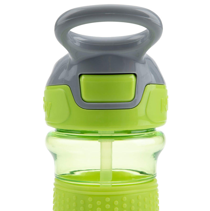 Nuby Thirsty Kids Push Button Flip-it Soft Spout on The Go Water Bottle 12 Ounce - sctoyswholesale