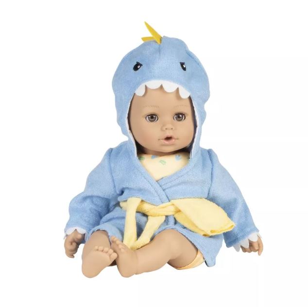 Adora Baby Bath Toy Dino, 13 inch Bath Time Doll with QuickDri Body