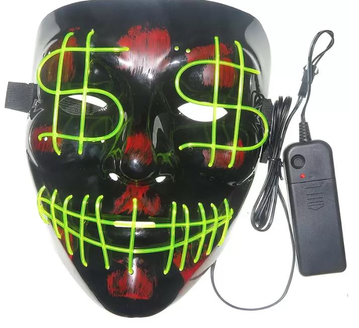 Mask  Halloween Christmas Led Luminous Mask Dollar - sctoyswholesale