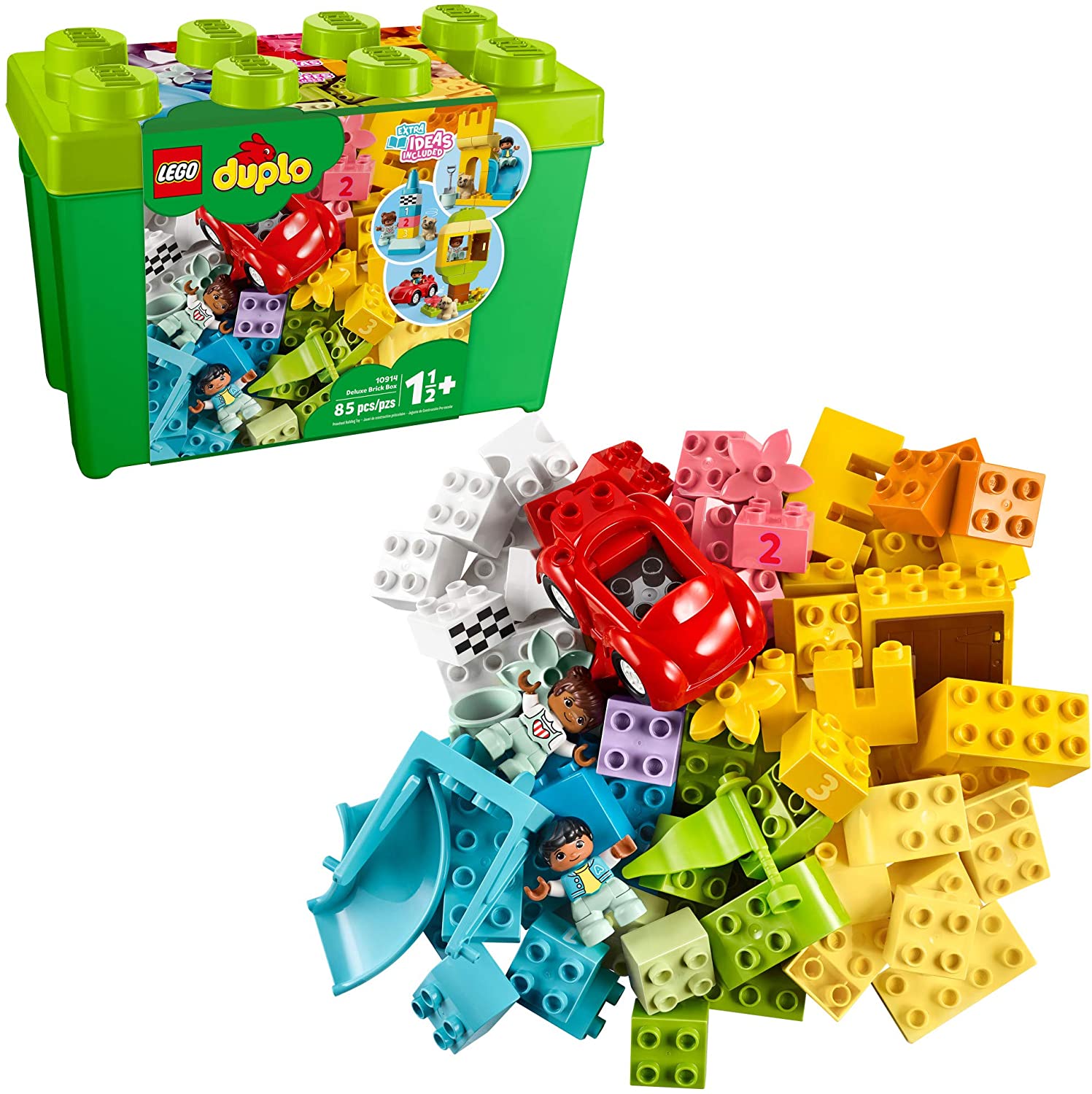 LEGO DUPLO Classic Deluxe Brick Box 10914 Starter Set with Storage Box, Great Educational Toy for Toddlers 18 Months and up, New 2020 (85 Pieces) - sctoyswholesale