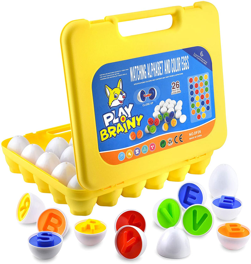 Play Brainy Montessori Alphabet Matching Eggs, 26 Pc. - sctoyswholesale