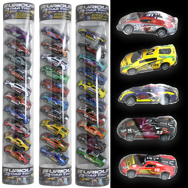 Furious Road Trip Toy Cars Gift Set - 10 Race Vehicles 1:64 Stamp Steel Pull Back Cars
