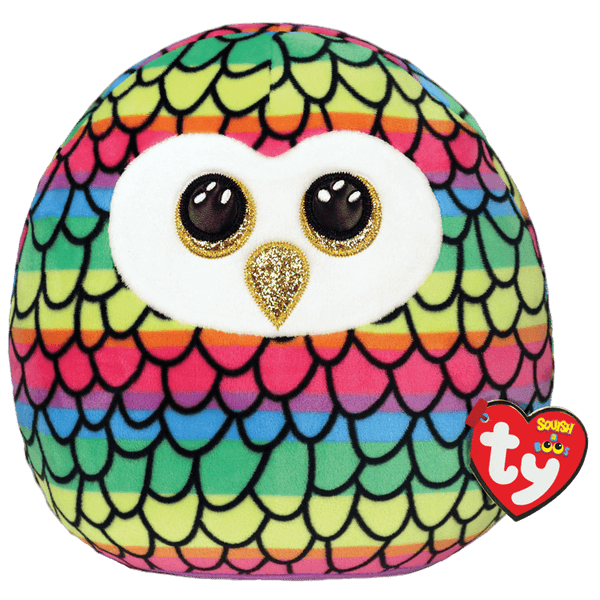 TY Squish A Boo Owen Rainbow Owl (14 inch)