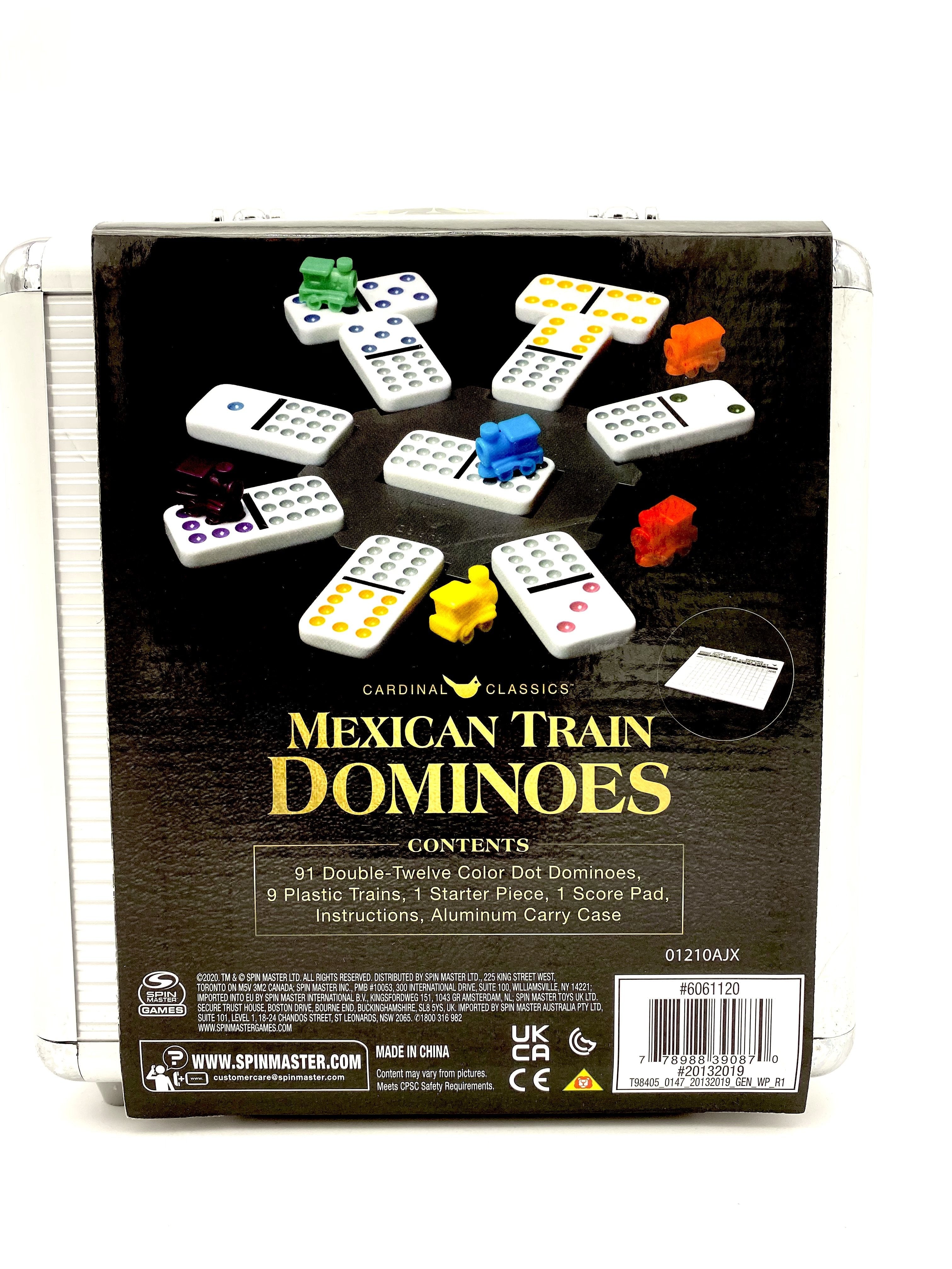 Mexican Train Dominoes Game in Aluminum Carry Case - sctoyswholesale