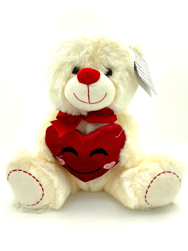 Plush Sitting Bear With Heart For Special Occasions (White) - sctoyswholesale