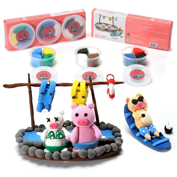 Pigs' Perfect Holiday Modeling Clay Craft Kits | 12 Color Premium Soft Air Dry Clay - sctoyswholesale