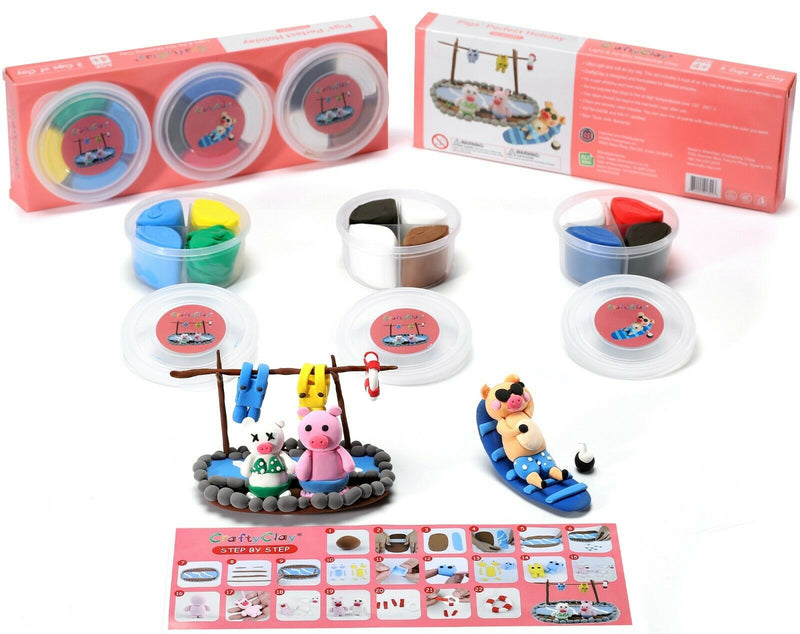 Pigs' Perfect Holiday Modeling Clay Craft Kits | 12 Color Premium Soft Air Dry Clay - sctoyswholesale